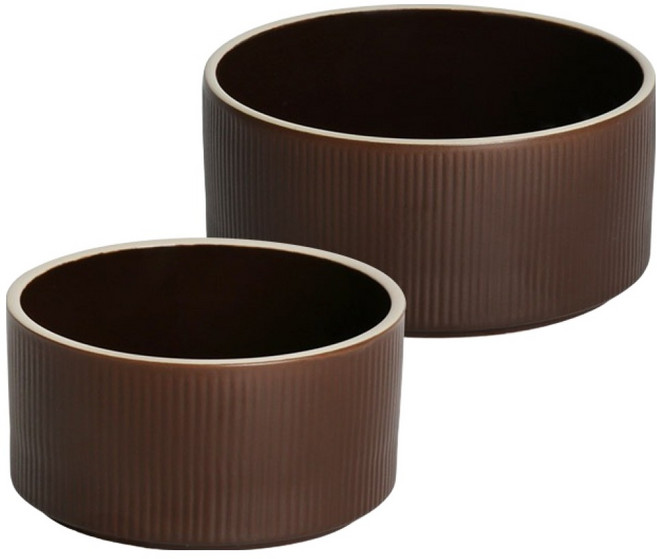 윤도자기 차곡 공기대접 2종 세트, 딥브라운, 1세트, 밥공기 + 국대접