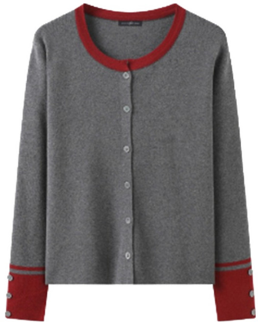 나인식스뉴욕 여성용 배색 라인 라운드넥 긴팔 가디건 NQ1CK002L0