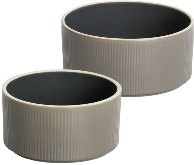 윤도자기 차곡 공기대접 2종 세트, 챠콜, 1세트, 밥공기 + 국대접