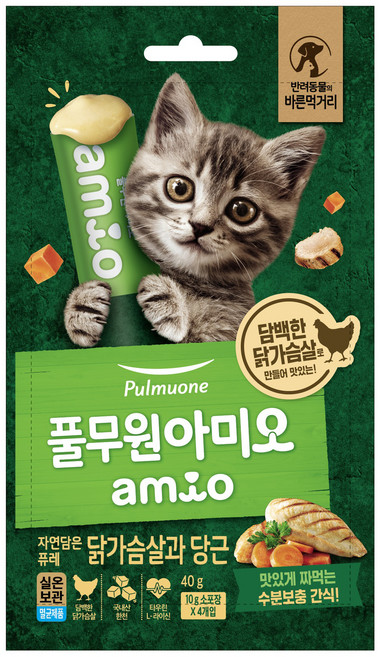 풀무원아미오 자연담은퓨레 닭가슴살과 당근, 40g, 1개, 혼합맛(닭가슴살/당근)