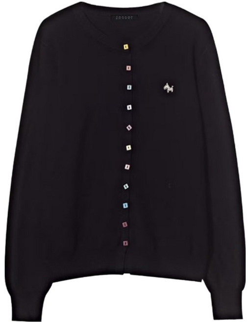 TANKUS 女款彩色鈕扣刺繡針織開襟衫 TX3CD017L0