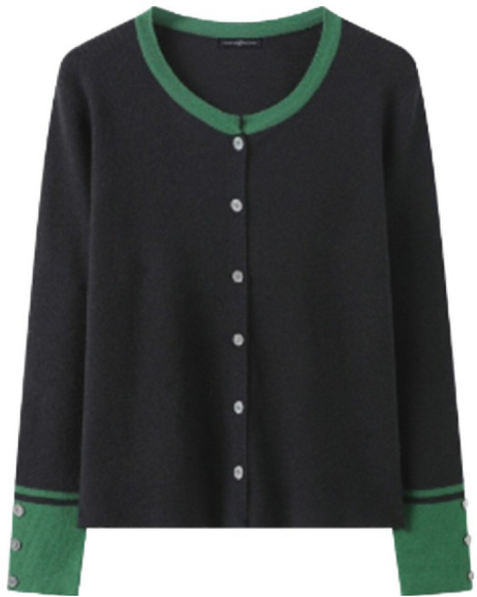 나인식스뉴욕 여성용 배색 라인 라운드넥 긴팔 가디건 NQ1CK002L0