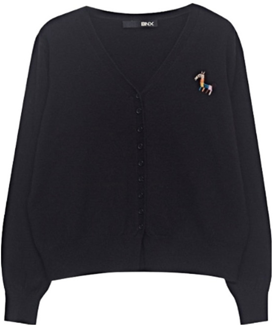 비엔엑스 여성용 캐릭터 자수 포인트 버튼업 니트 가디건 BW3CD009L0