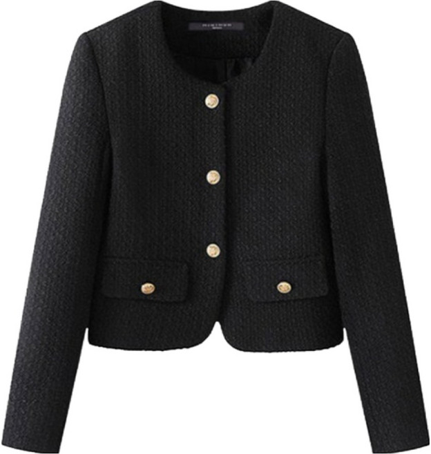 미니멈 여성용 노카라 페미닌 페이크 포켓 트위드 자켓 EA3JK014D