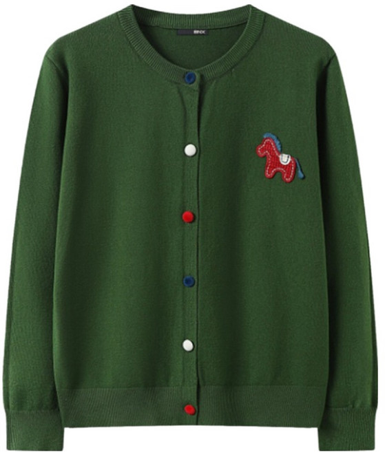 비엔엑스 여성용 홀스 패치 컬러 버튼 니트 가디건 BY1CD001L0