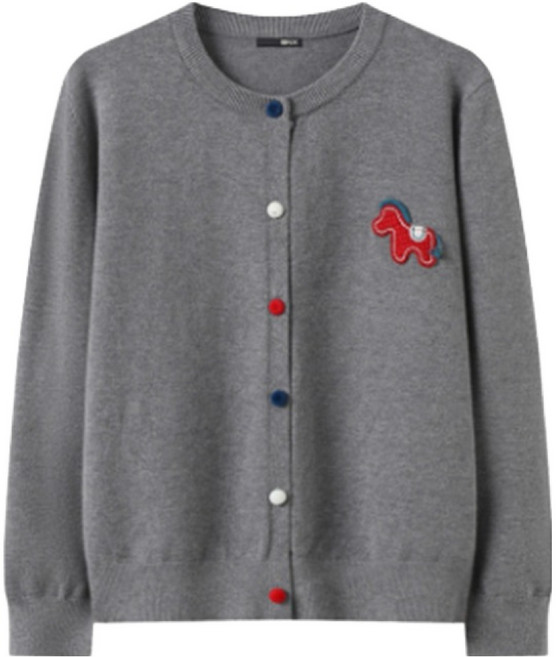 비엔엑스 여성용 홀스 패치 컬러 버튼 니트 가디건 BY1CD001L0