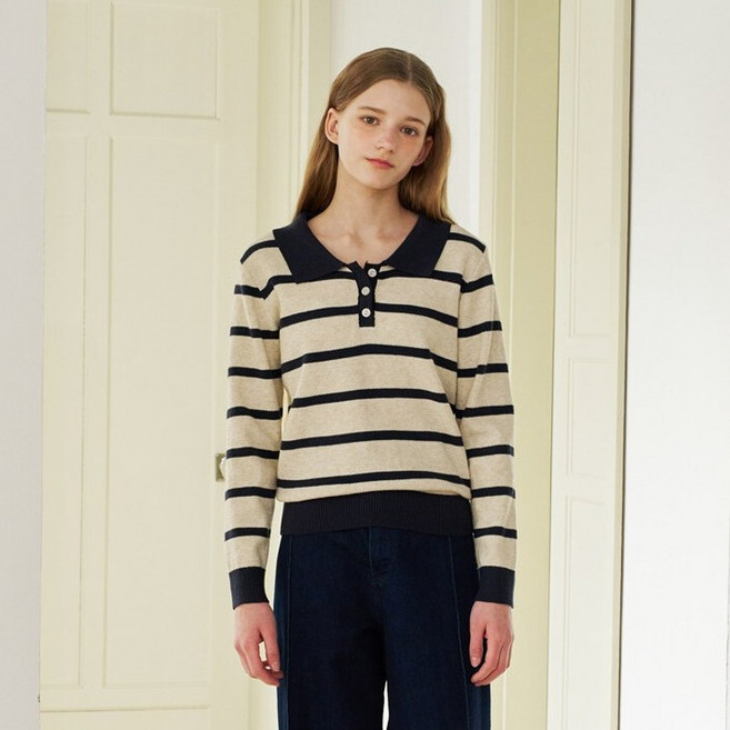 르샵 여성용 데일리 단가라 카라 베이직 니트 DQ1KT006A