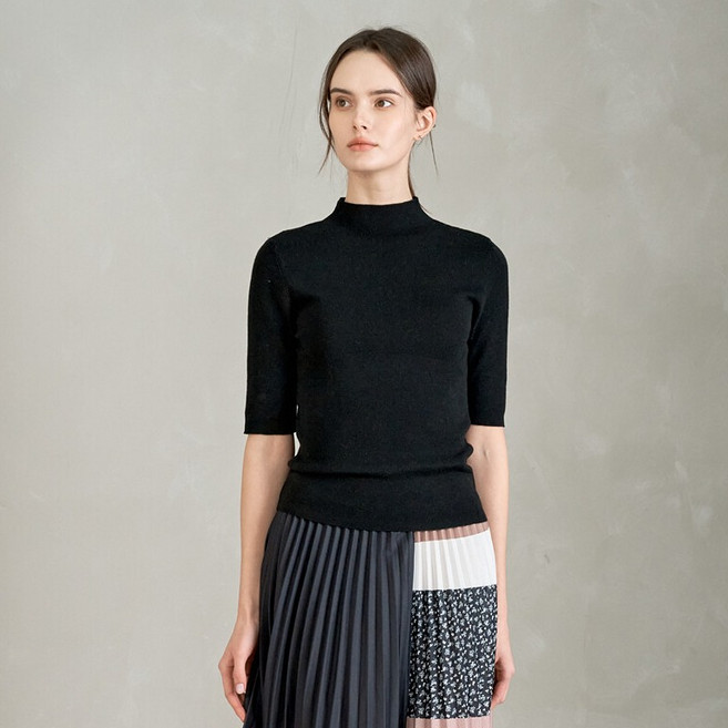 탱커스 여성용 소프트 하프넥 레이어트 반팔 니트 TY1KP009L0