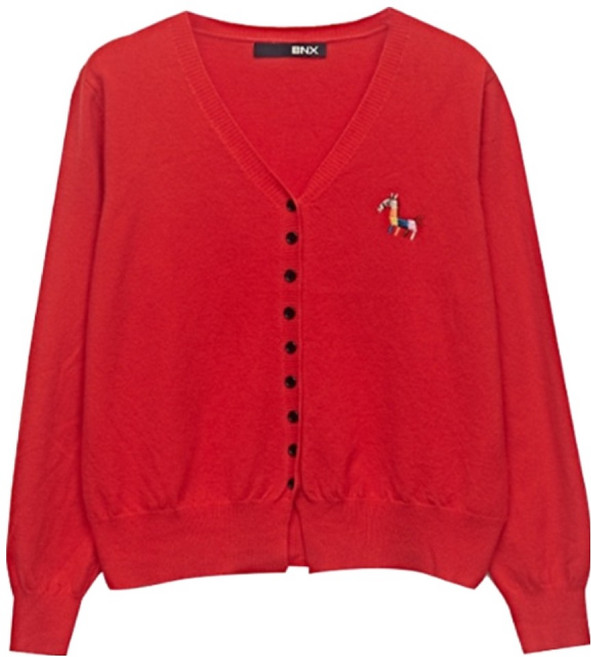 비엔엑스 여성용 캐릭터 자수 포인트 버튼업 니트 가디건 BW3CD009L0