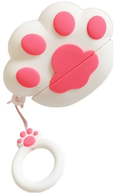 에델린 에어팟 고양이 발바닥 낙하 방지 보호 케이스, 화이트 캣츠클로, 1개, Airpods 3