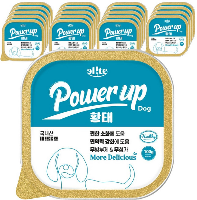 엘릿 강아지 파워업 주식 사각캔, 100g, 황태, 20개