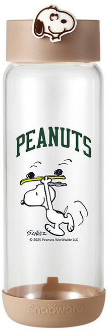 Corelle Brands 康寧餐具 SNAPWARE 手提隨行玻璃水瓶, SNOOPY 滑板款, 1個, 820ml