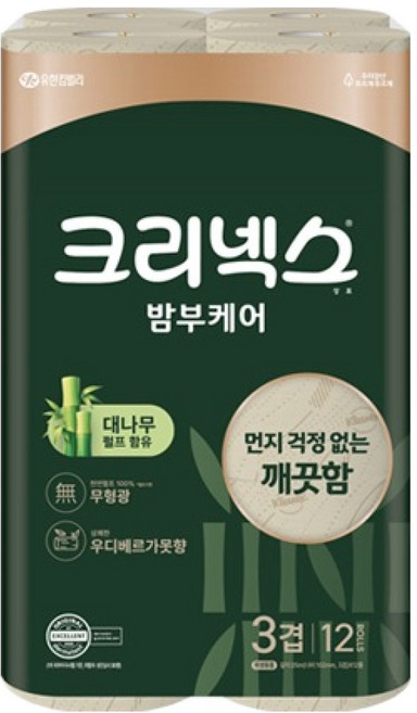 크리넥스 3겹 밤부케어 화장지, 25m, 12개입, 1개