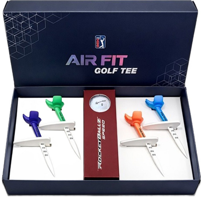 PGA TOUR 에이밍 컨트롤 높이조절 에어핏 골프티 4p 골프공 3p, 혼합색상, 1개