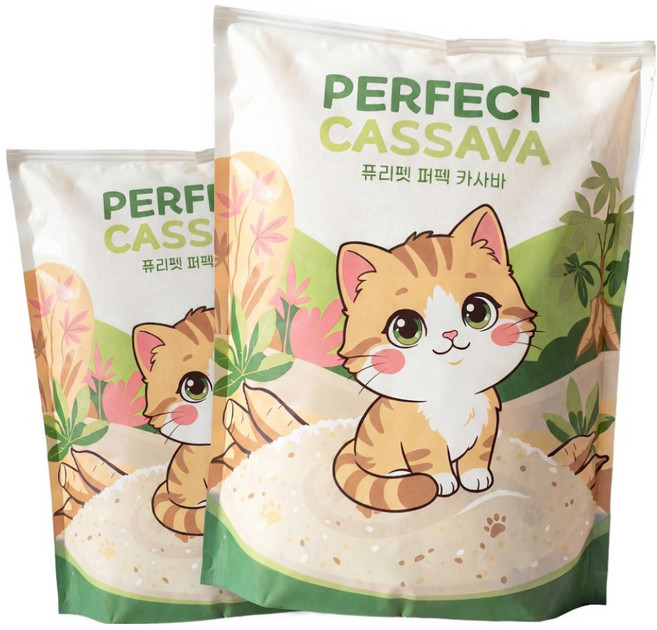 퓨리펫 퍼펙 카사바 모래, 무향, 2개, 4.3kg