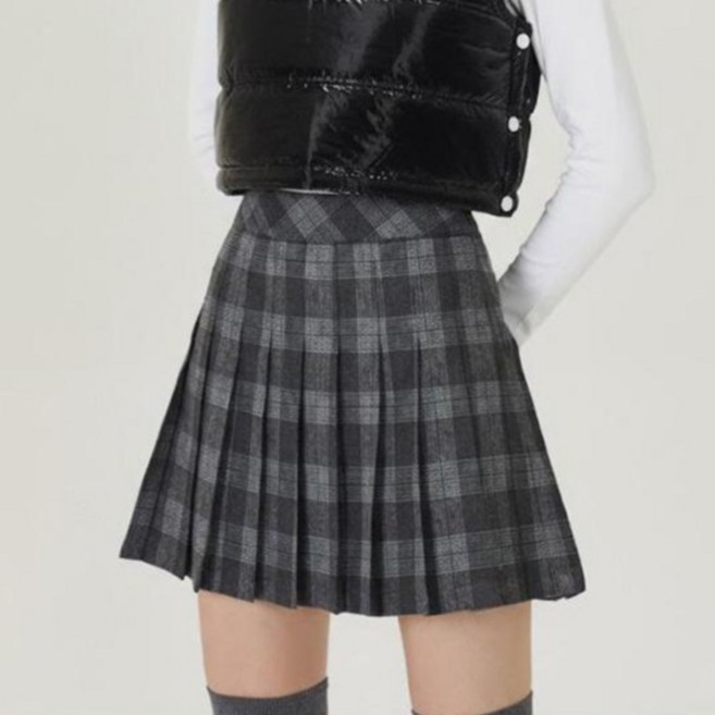 HALEY 여성용 체크 패턴 플리츠 큐롯 스커트 HFAWK1603