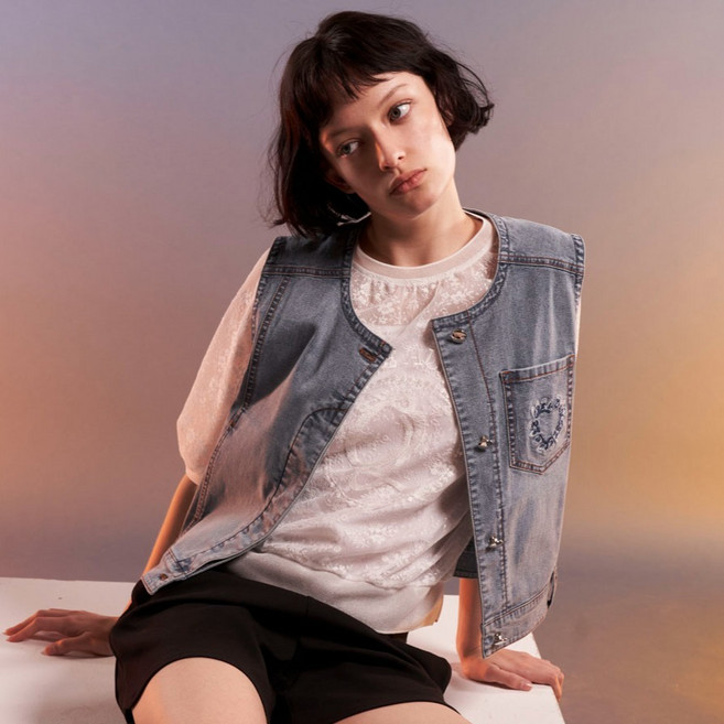 Olivia Lauren 不對稱口袋牛仔背心 VVBQC6M3391