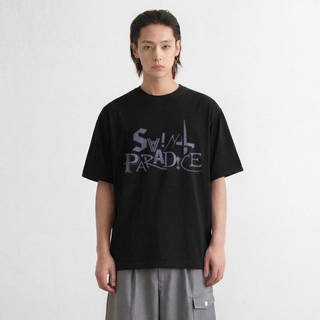 세인트페인 남녀공용 믹스드 레터링 반팔 티셔츠