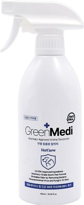 씨엠바이오헬스 그린메디 벳케어 반려동물 탈취제 무향, 1개, 500ml