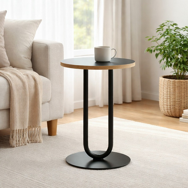 vicfus 리보 인테리어 사이드 테이블, 블랙 우드