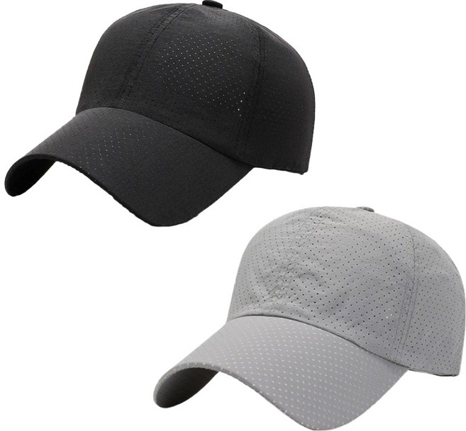 바른픽 남성용 메쉬 러닝 모자, 블랙+그레이, 2개