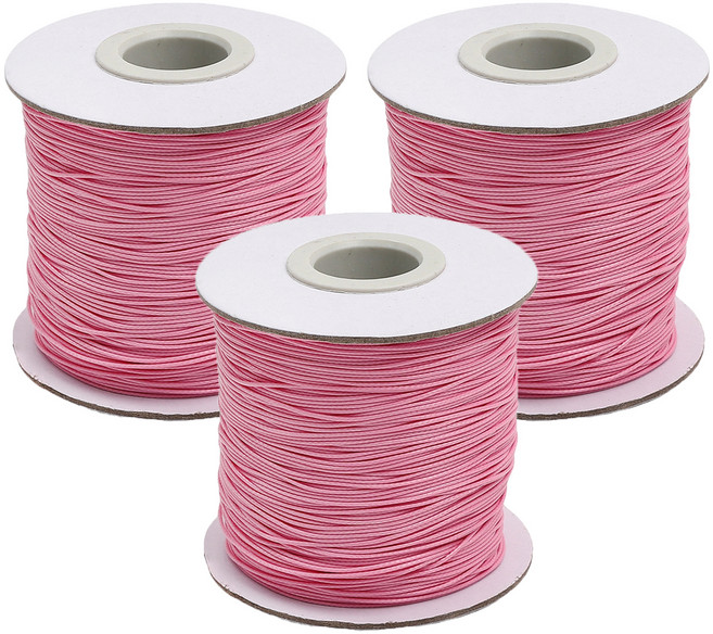 마켓피아 매듭 팔찌 마크라메실 공예 끈 0.5mm x 10m, 핑크, 3개