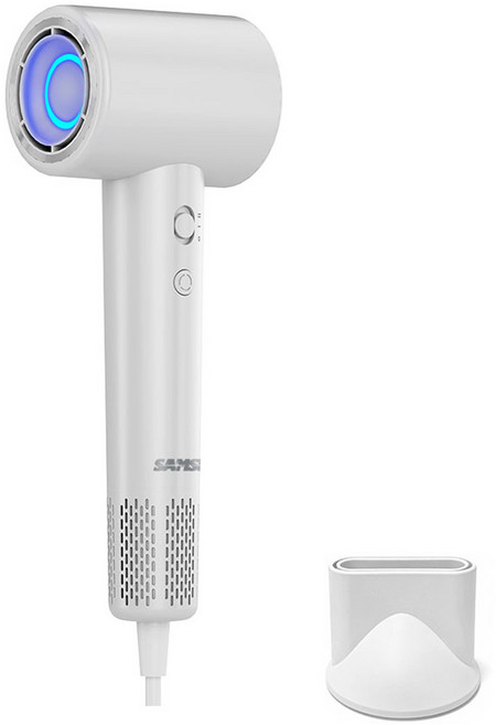 SAMSEA 파워풍량 전문가용 BLDC 모터 헤어드라이어 자석 노즐 포함, SQD-04, 올화이트