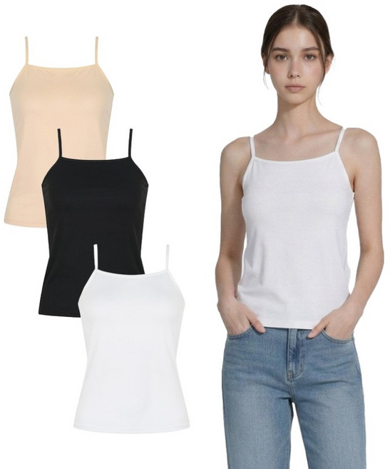 에이비플러스 여성용 베이직 스판 케미솔 끈나시 3종 세트 LSA5MK41