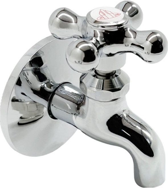 우리수도 크롬 도금 왕 분리형 스텐 가로 수도꼭지 온수 IM-05, 1개