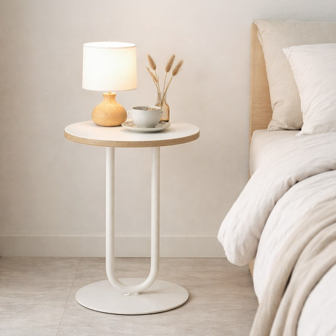 vicfus 리보 인테리어 사이드 테이블, 화이트 우드