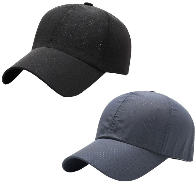 바른픽 남성용 메쉬 러닝 모자, 블랙+다크그레이, 2개