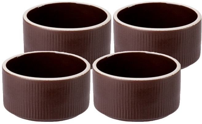 메종오브제 윤도자기 차곡 국산 소스볼, 딥브라운, 4개