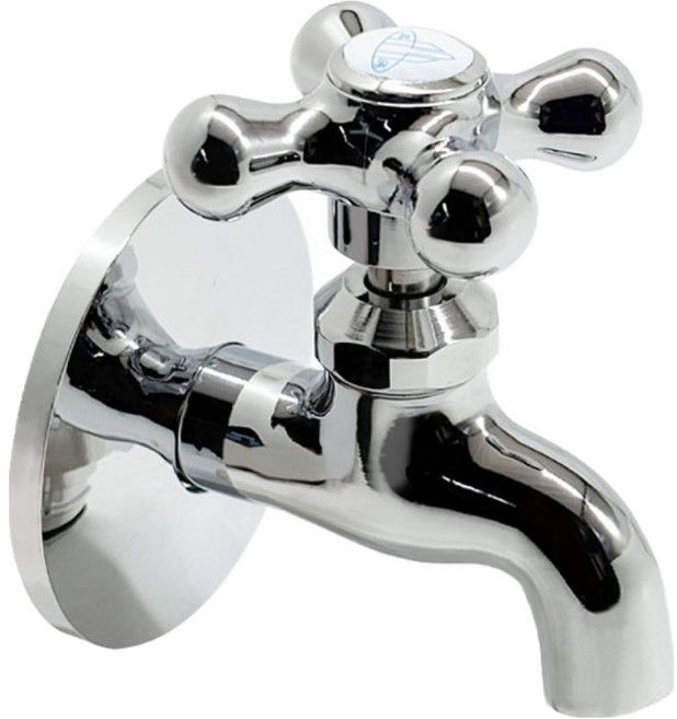 우리수도 크롬 도금 왕 분리형 스텐 가로 수도꼭지 냉수 IM-05, 1개