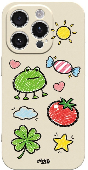 핫티몰 크레용 프로그 캐릭터 베이지 휴대폰 케이스