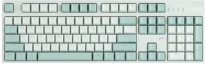 지클릭커 게이밍 게임용 기계식 풀배열 방수 유선 키보드 PBT 키캡, 그린 라이트, V104, 제조사축