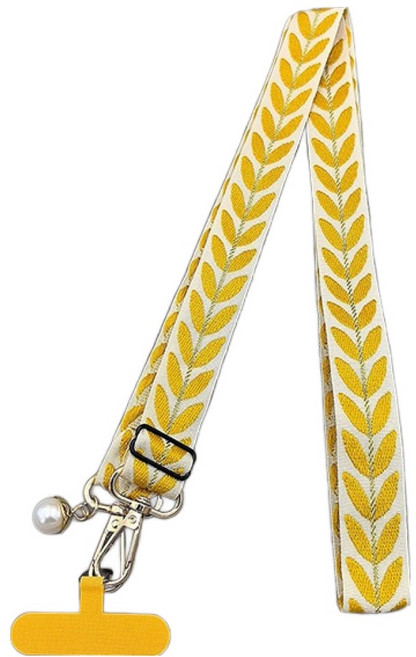 묘먀미 덩굴잎 패션 크로스바디 핸드폰스트랩 MMM3763, 옐로우, 1개