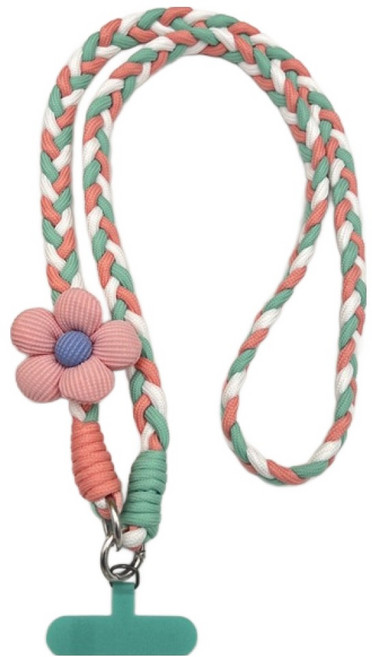 묘먀미 투톤 매듭꼬임 빅플라워 크로스 핸드폰스트랩 MMM3760, 민트, 1개