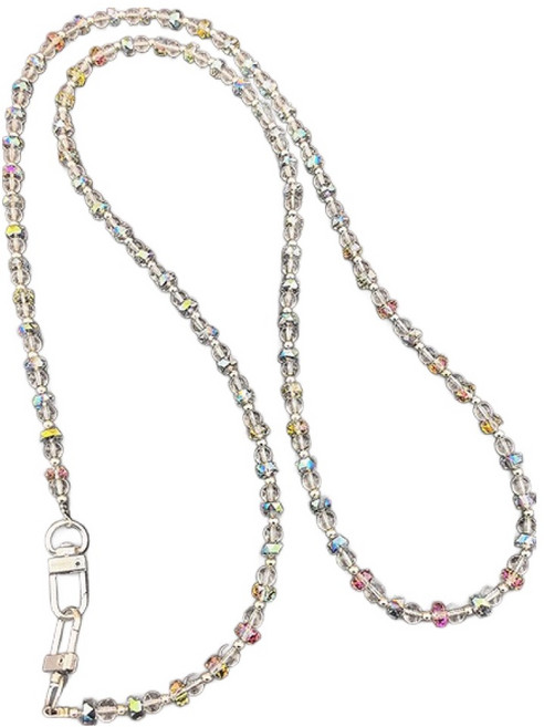 묘먀미 밀레니엄 투명구슬 크로스체인 핸드폰스트랩 MMM3764, 그레이, 1개