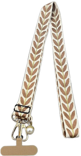 묘먀미 덩굴잎 패션 크로스바디 핸드폰스트랩 MMM3763, 베이지, 1개