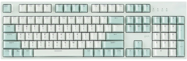 지클릭커 풀배열 방수 글래스 큐브 LED 게이밍 유선 기계식 키보드, 그린라이트, V104, 키캡
