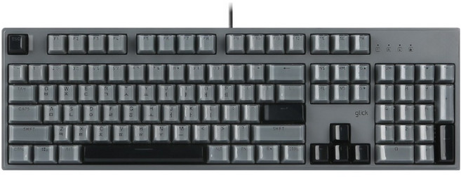 지클릭커 풀배열 방수 글래스 큐브 LED 게이밍 유선 기계식 키보드, 문스톤 그레이, V104, 키캡