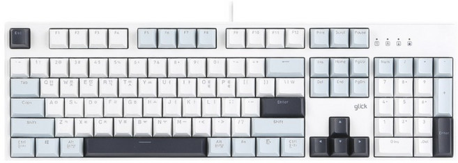 지클릭커 게이밍 게임용 기계식 풀배열 방수 유선 키보드 PBT 키캡, 화이트 마린, V104, 제조사축