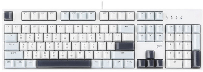 지클릭커 풀배열 방수 글래스 큐브 LED 게이밍 유선 기계식 키보드, 화이트 마린, V104, 키캡