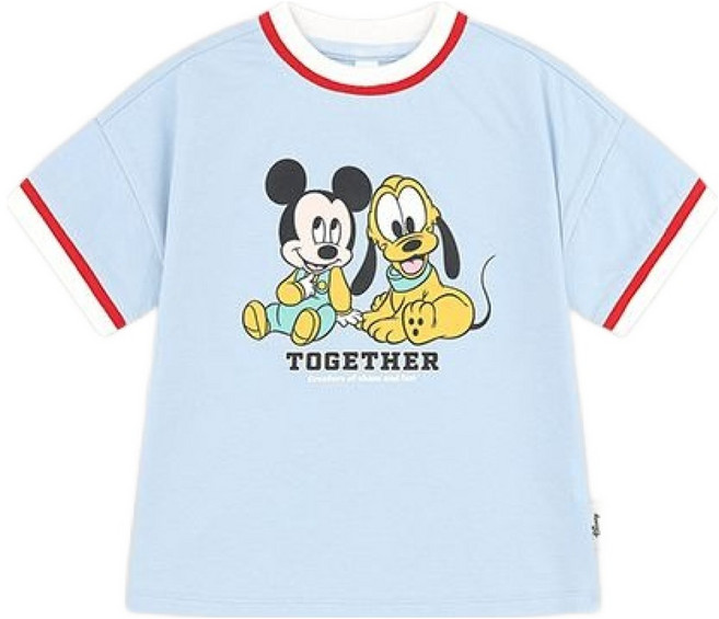 밀크마일 아동용 디즈니 베이비 미키와 플루토 배색립 티셔츠
