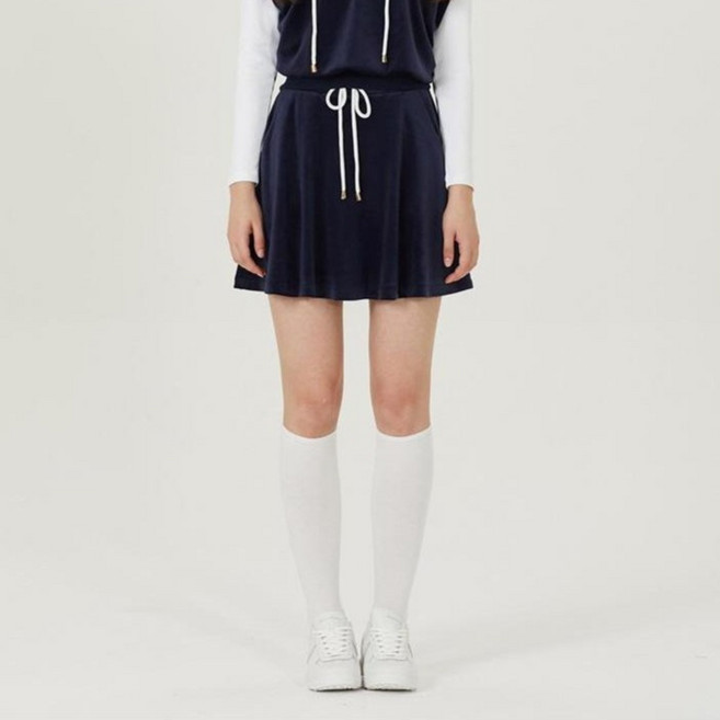 HALEY 여성용 스탠다드 핏 벨루아 셔링 밴딩 큐롯 스커트 HFAVK1615