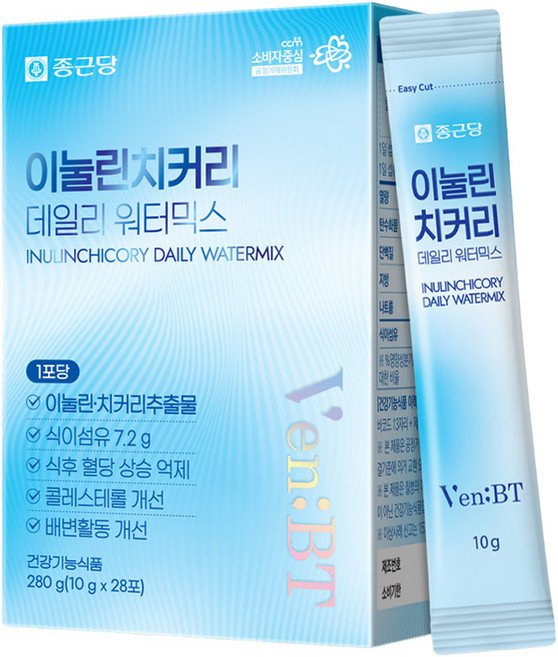 종근당 벤비티 이눌린치커리 데일리 워터믹스 배변 혈당 28p, 280g, 1개