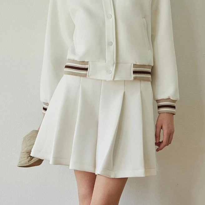 HALEY 여성용 스트라이프 요꼬 플리츠 스커트형 반바지 HFBKP1305