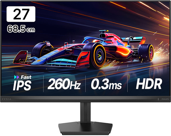 필립스 QHD 에브니아 260 FAST IPS 프리싱크 AI HDR 게이밍 무결점 모니터, 68.5cm, 27M2N3500PF