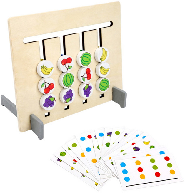 雙面彩色形狀配對拼圖 紅色 藍色 黃色 綠色