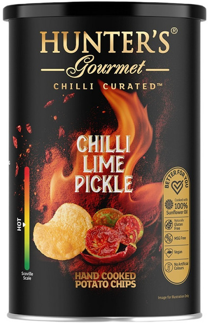 HUNTER'S gourmet 亨特手工洋芋片 辣椒萊姆醬味, 150g, 1個